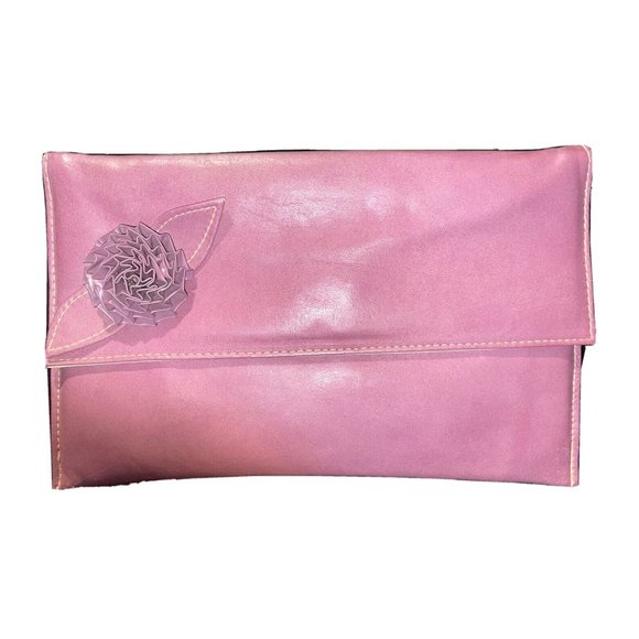 Mary Ann Rosenfeld Vintage Lavender Vegan Faux Leather Clutch Shoulder Handbag - Picture 1 of 7